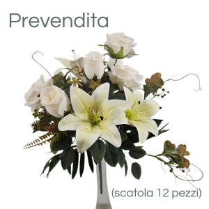 MIRATRADE MAZZO ROTONDO 14 FIORI MISTI H53 CM bianco (Cod. 42145-01)