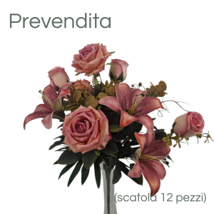 MIRATRADE MAZZO ROTONDO 14 FIORI MISTI H53 CM rosa (Cod. 42145-03)