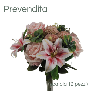 MIRATRADE MAZZO ROTONDO 15 FIORI MISTI H53 CM salmone (Cod. 42146-02)