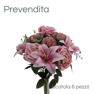 MIRATRADE MAZZO ROTONDO 15 FIORI MISTI H53 CM rosa (Cod. 42146-03)