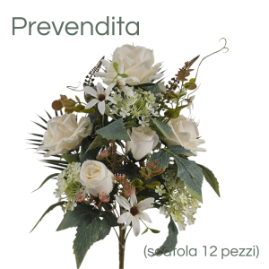 MIRATRADE MAZZO FRONTALE 11 FIORI MISTI H53 CM bianco (Cod. 42154-01)