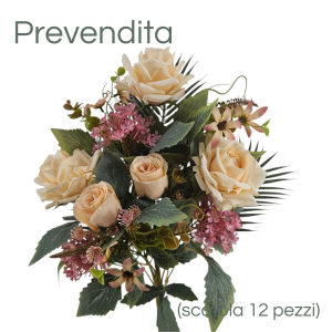 MIRATRADE MAZZO FRONTALE 11 FIORI MISTI H53 CM crema (Cod. 42154-02)