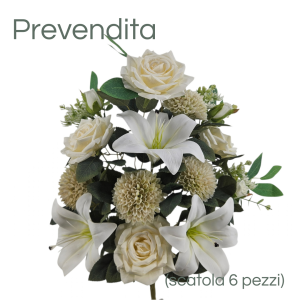 MIRATRADE MAZZO FRONTALE 15 FIORI MISTI H53 CM bianco (Cod. 42155-01)