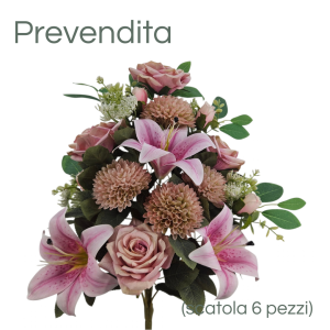 MIRATRADE MAZZO FRONTALE 15 FIORI MISTI H53 CM rosa-chiaro (Cod. 42155-02)