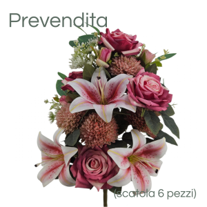 MIRATRADE MAZZO FRONTALE 15 FIORI MISTI H53 CM rosa (Cod. 42155-03)