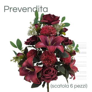 MIRATRADE MAZZO FRONTALE 15 FIORI MISTI H53 CM rosso (Cod. 42155-04)