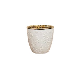 MIRATRADE VASO CON RILIEVO ALBERO CERAMICA D13,5 H13 CM bianco (Cod. 42169-01)