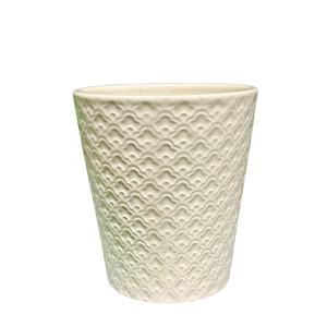 S/6 PZ. PORTAVASO LAVORATO LUCIDO CERAMICA PER VASO D12 avorio (Cod. 41492-01)