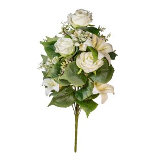 MAZZO FRONTALE ROSE E LILIUM X13 H55 CM crema (Cod. 42241-01)