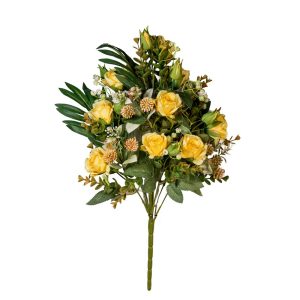 MAZZO FRONTALE MINIROSE E GYPSO X9 H50 CM giallo (Cod. 42242-01)