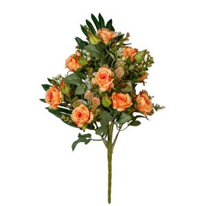 MAZZO FRONTALE MINIROSE E GYPSO X9 H50 CM arancione (Cod. 42242-02)