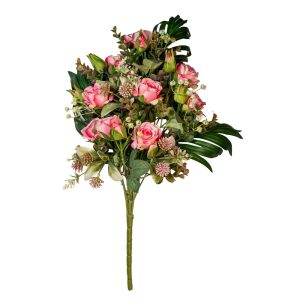 MAZZO FRONTALE MINIROSE E GYPSO X9 H50 CM rosa (Cod. 42242-03)