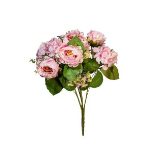 MAZZO PEONIE E ORTENSIE X15 H52 CM malva (Cod. 42246-01)