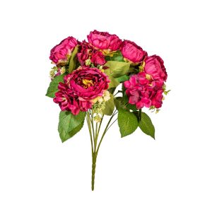 MAZZO PEONIE E ORTENSIE X15 H52 CM bordeaux (Cod. 42246-02)