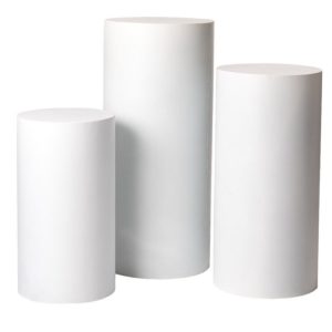 VB. SET 3 COLONNE TONDE METALLO D34 H60-D36 H75-D40 H90 bianco (Cod. 42220-01)