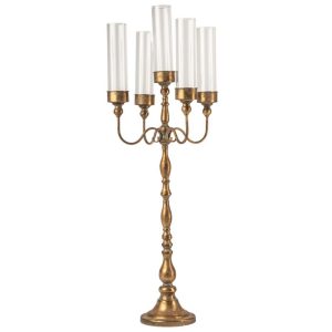 VB. CANDELABRO METALLO 5 BRACCIA COPRIFIAMMA 46X46 H125 oro (Cod. 42202-01)