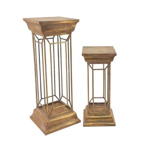VB. SET 2 COLONNA QUADRA VUOTA 25X25 H58 - 30,5X30,5 H82 metallo-oro (Cod. 42222-01)