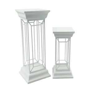 VB. SET 2 COLONNA QUADRA VUOTA 25X25 H58 - 30,5X30,5 H82 metallo-bianco (Cod. 42222-02)