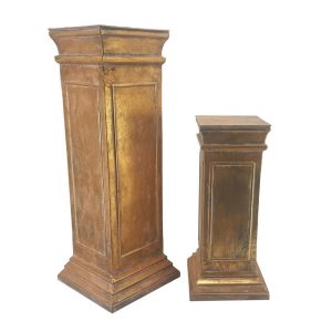 VB. SET 2 COLONNA LISCIA 33X33 H71- 38X38 H105 CM metallo-oro (Cod. 42224-02)