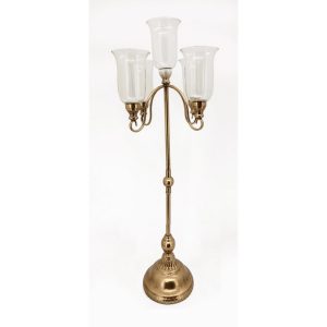VB. CANDELABRO ALTO LUCIDO CON VETRI 5 FIAMME D50 H136 oro (Cod. 42203-01)