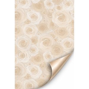 ROTOLO PERLATO BILATO CON DISEGNO ROSELLINE 40MY 1X25 MT nocciola (Cod. 42233-02)