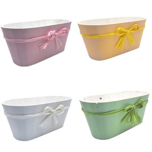 SET 4 PZ. OVALE LEGNO RAFFIA 27X14X12 CM colori-assortiti (Cod. 38826-01)