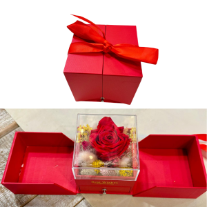 SCRIGNO CON COMPOSIZIONE 10X10X11 CM rosso (Cod. 42327-01)