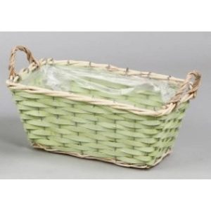 PORTAVASO RETTANGOLARE VIMINI PER 2 VASI D12 verde-chiaro (Cod. 42278-01)