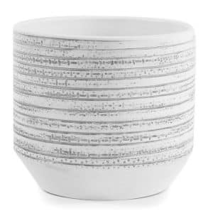 VB. VASO TERRACOTTA BIANCO CON RIGHE ORIZZONTALI D35 H32  (Cod. 42388-01)