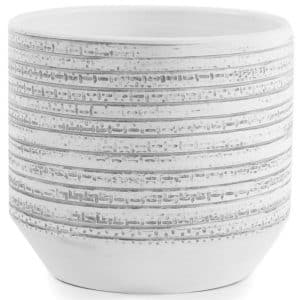 VB. VASO TERRACOTTA BIANCO CON RIGHE ORIZZONTALI D39 H36  (Cod. 42387-01)