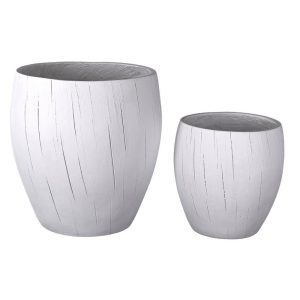 VB. S/2 PZ. PORTAFIORI BOMBATI DA D25,8 H26 A D36,4 H37 bianco-opaco-ruvido (Cod. 42381-01)