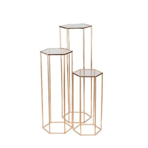 VB. S/3 ALZATE ESAGONALI DA D24 H60 A D28 H100 CM oro-rosa (Cod. 42322-01)