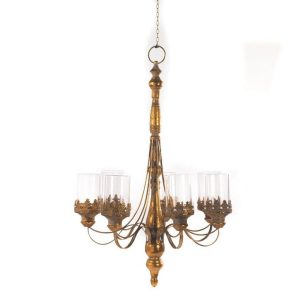 VB. LAMPADARIO 7 FIAMME METALLO 48X48 H71 oro-antico (Cod. 42345-01)