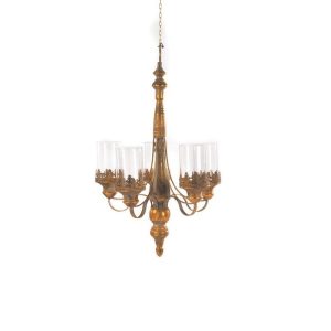VB. LAMPADARIO 7 FIAMME METALLO 48X48 H71 oro-antico (Cod. 42346-01)