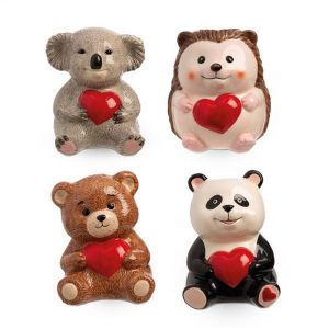 SET 4 PZ. VASI CUTE LOVERS CERAMICA 14,3X12X12 CM  (Cod. 42312-01)