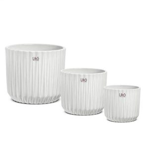 SET 3 VASI TRIS SHANTI D21,5 H17,5-D17 H13,8-D13,5 H12 bianco-matt (Cod. 42288-01)