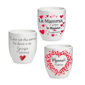 SET 3 PZ. VASO MAMMA D13 H14 bianco (Cod. 42313-01)