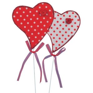 SET 12 PZ. PICK CUORE CON ROSELLINA E POIS H35 M  (Cod. 42304-01)