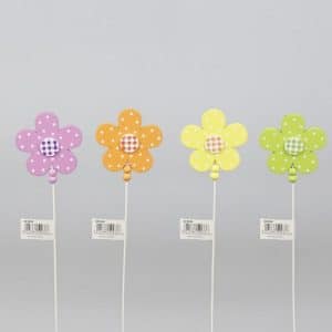 SET 12 PICK LEGNO FIORI CON POIS H20 CM colori-assortiti (Cod. 42498-01)
