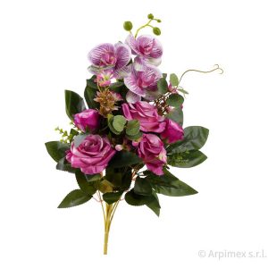 FRONTALE ROSE E ORCHIDEE 52 CM malva (Cod. 42463-03)