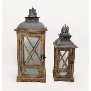 VB. SET 2 LANTERNE 18X18 H46 - 26X26 H64 marrone (Cod. 19761-01)