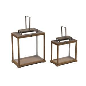VB. SET 2 LANTERNE CON APERTURA 33X18 H36 44.5X28.5 H51 naturale (Cod. 42427-01)