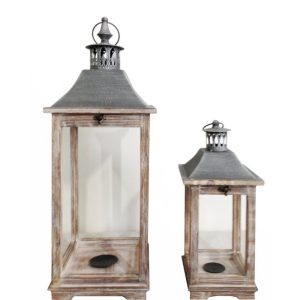 VB. SET 2 LANTERNE 18X18 H41,3- 25X25H67 marrone (Cod. 42428-01)