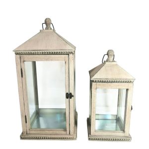 VB. SET 2 LANTERNE QUADRE 19X19 H40,5 - 26X26 H54 naturale (Cod. 42423-01)