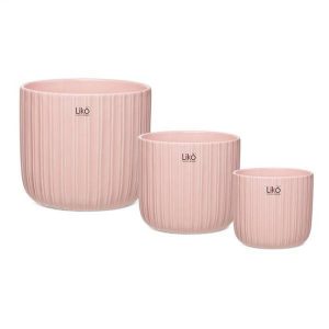 SET 3 VASI TRAVIS D21,5-D17-D13,5 CM rosa-chiaro-lucido (Cod. 42483-03)