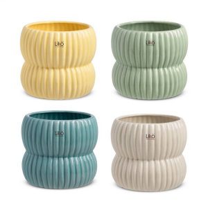 SET 4 VASI MANILA D14,6 H13 /D.INT11,5 verde-colori-misti (Cod. 42158-02)