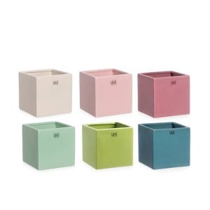 SET 6 VASI CUBO 10,3X10,3X10,3 PER VASO D9 CM colori-assortiti (Cod. 42482-01)
