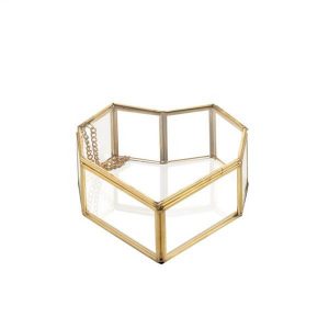 SCATOLA VETRO CUORE 12X12 H5 CM bordo-oro (Cod. 42486-01)