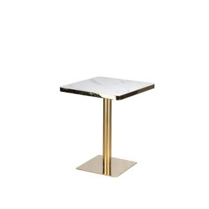 VB. TAVOLO QUADRO STRUTTURA METALLO D60 H74 -oro-con-piano-finto-marmo-bia (Cod. 42434-01)