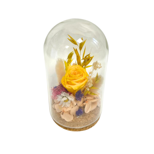 CAMPANA COMPOSIZIONE ROSA STABILIZZATA D8 H15 giallo (Cod. 42454-01)
